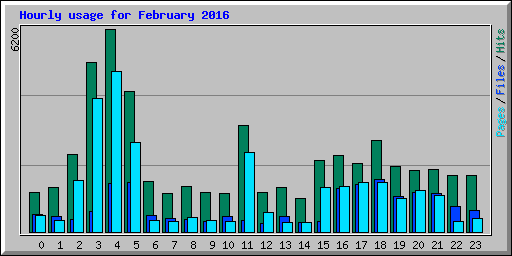 Hourly usage for February 2016